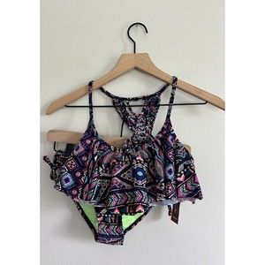 Women’s 2 Piece Bikini Bright Colors And Unique Racer back Size Small New